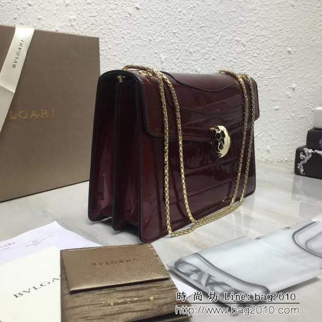 BVLGARI寶格麗 專櫃新品 升級版牛漆皮 雙層蛇頭包 鏈條單肩斜挎包 B35106 FYD1391